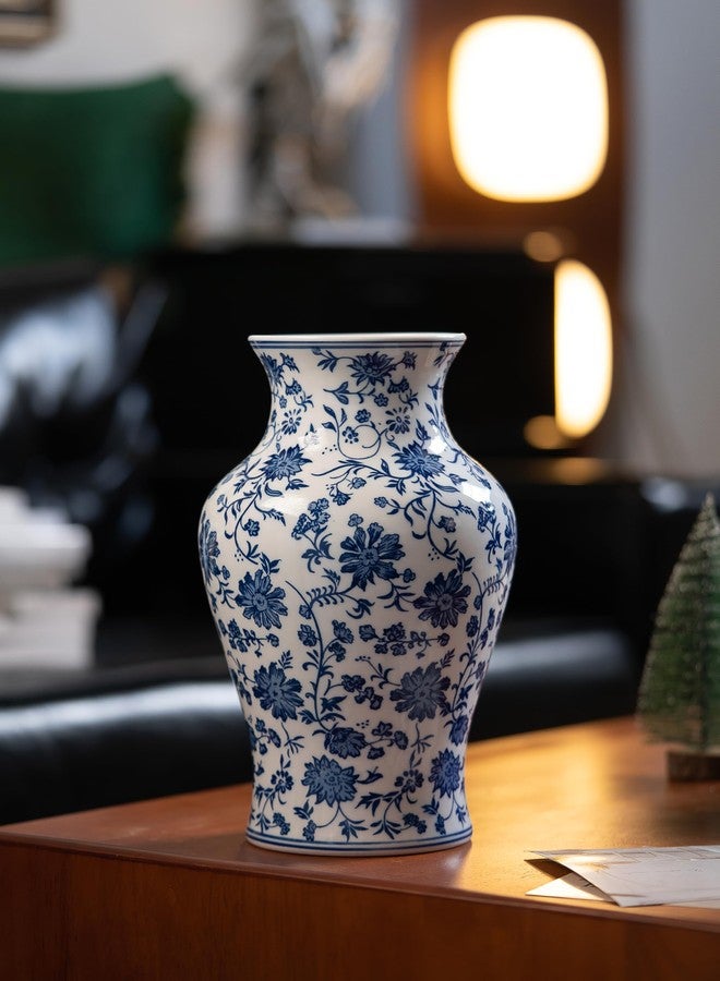 KuJaRen Blue and White Vase,Chinoiserie Porcelain Vases,Floral Blue Vase Decor for Entryway, Coffee Table & Home Accent,Living Room,11" H - Image 3